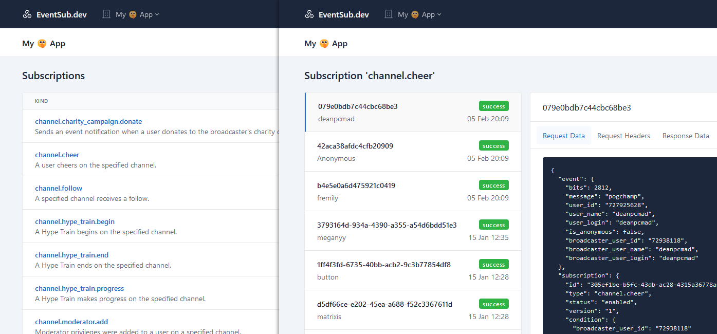 EventSub.dev Screenshot